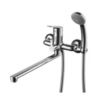 Смеситель для ванны Lemark Partner LM6551C, однорычажный, длинный излив, ручная лейка