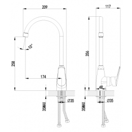 Смеситель для кухни Lemark Partner LM6555C, однорычажный, высокий излив