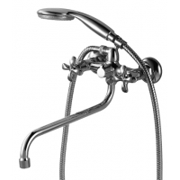 Смеситель для ванны Lemark Flora LM0151C, двухвентильный, ручная лейка, длинный излив