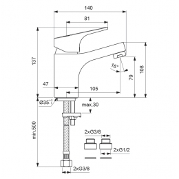 Смеситель для умывальника Vidima NEXT BA366AA, однорычажный, короткий излив