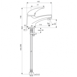 Смеситель для умывальника Vidima ORION BA001AA, однорычажный, низкий излив
