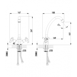 Смеситель для кухни Lemark Contour LM7404C, двухвентильный, высокий излив