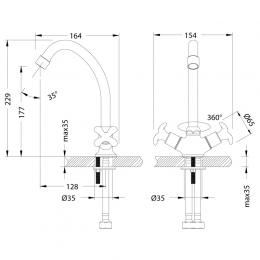 Смеситель для кухни Lemark Flora LM0104C, двухвентильный, высокий излив