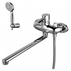 Смеситель для ванны Lemark Atlantiss LM3217C, однорычажный, длинный излив, с ручной лейкой