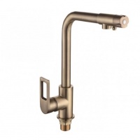 Смеситель для кухни VIEIR V15008D, с выходом для фильтра, однорычажный, высокий Г-излив, бронза