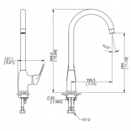 Смеситель для кухни ESKO Palermo PE519, однорычажный, высокий поворотный излив