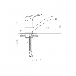 Смеситель для кухни ESKO Rio RIO15, однорычажный, поворотный излив