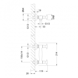 Смеситель для душа Lemark Flora LM0103C, двухвентильный, ручная лейка