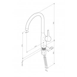 Смеситель для кухни AM.PM X-Joy S F85B07000, однорычажный, высокий излив