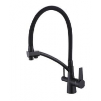 Смеситель для кухни VIEIR V15007С, с выходом для фильтра, рычажный, высокий гибкий-излив, чёрный