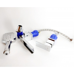 Смеситель на борт ванны VIEIR V393532 однорычажный, каскадный излив, выдвижная лейка, хром