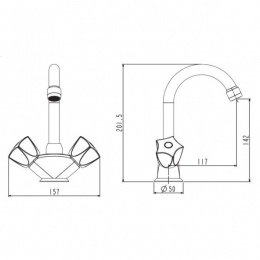 Смеситель для умывальника ESKO Moscow MS26, высокий поворотный излив, двухвентильный
