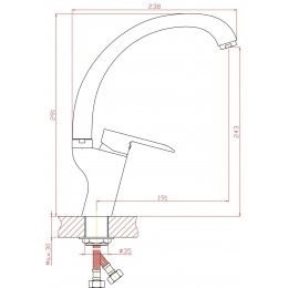 Смеситель для кухни VODA Future FT03, высокий излив, однорычажный