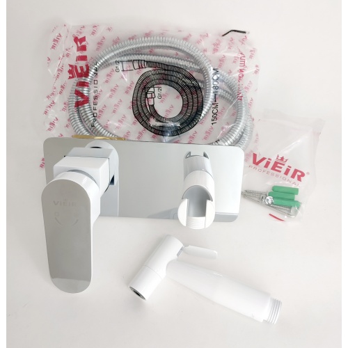 Смеситель с гигиеническим душем VIEIR V283553F, встраиваемый, однорычажный, белый купить в интернет магазине Санрай73