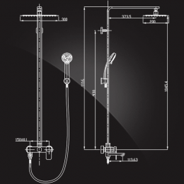 Душевая система Elghansa MONDSCHEIN Shower Set 2302235-2G, излив, тропический душ, стойка, ручной ду