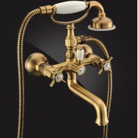 Смеситель для ванны Elghansa PRAKTIC 2322660-BRONZE, двухвентильный, средний излив, душевой комплект