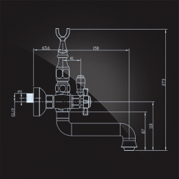 Смеситель для ванны Elghansa PRAKTIC 2322660-BRONZE, двухвентильный, средний излив, душевой комплект