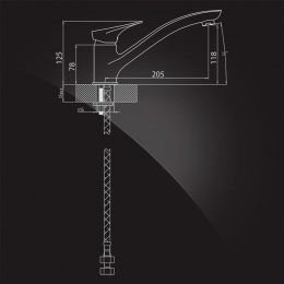 Смеситель для кухни Elghansa KITCHEN 5600575, длинный излив, однорычажный