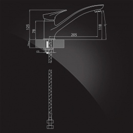 Смеситель для кухни Elghansa KITCHEN 5600579, длинный излив, однорычажный