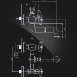 Смеситель для ванны Elghansa PRAKTIC 2312660, двухвентильный, короткий излив, душевой комплект
