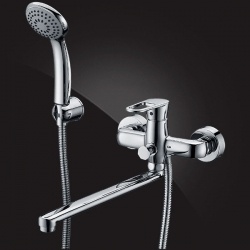 Смеситель для ванны Elghansa ECOFLOW BETA 5350205, однорычажный, длинный излив, душевой комплект