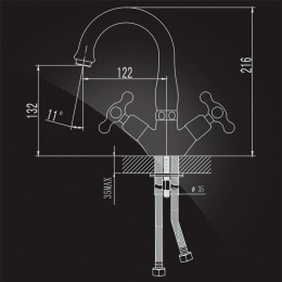 Смеситель для умывальника Elghansa RETRO CHROME 1900754 двухвентильный