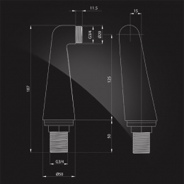 Уголки высокие 125 мм для смесителя на край ванны Elghansa UNIT AC-34 , хром