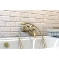 Смеситель для ванны Elghansa PRAKTIC 2312660-BRONZE, двухвентильный, короткий излив, душевой комплек