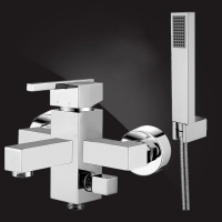 Смеситель для ванны Elghansa KUBUS 23A9741-ML однорычажный, короткий излив, душевой комплект