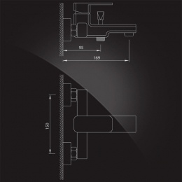 Смеситель для ванны Elghansa MONDSCHEIN NEW 2320233 однорычажный, короткий излив, душевой комплект