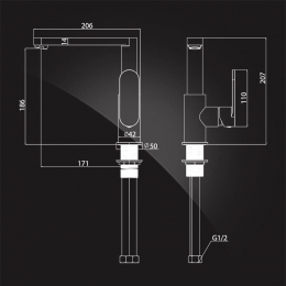 Смеситель для кухни Elghansa PLATEA 5601102, высокий излив, однорычажный