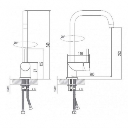 Смеситель для кухни ESKO Kitchen K5, однорычажный, высокий поворотный излив