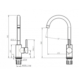 Смеситель для кухни ESKO Kitchen K4, высокий излив, однорычажный
