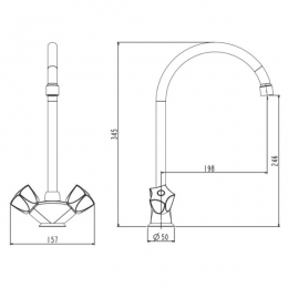 Смеситель для кухни ESKO Moscow MS06, высокий излив, двухвентильный