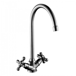 Смеситель для кухни Rossinka H02-72, двухвентильный, высокий излив