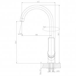 Смеситель для кухни Rossinka RS27-23, однорычажный, высокий излив