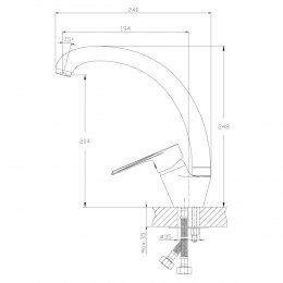 Смеситель для кухни Rossinka RS28-23, однорычажный, высокий излив