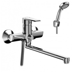 Смеситель для ванны Rossinka RS28-33, однорычажный, длинный излив, с душевой лейкой