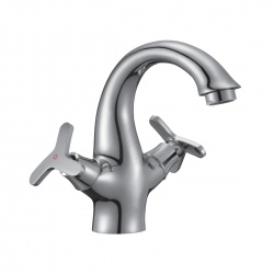 Смеситель для умывальника Rossinka RS40-61, двухвентильный, литой С-излив