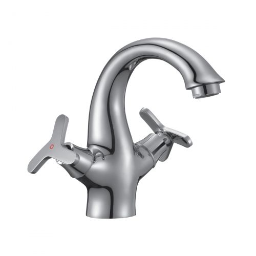 Смеситель для умывальника Rossinka RS40-61, двухвентильный, литой С-излив купить в интернет магазине Санрай73