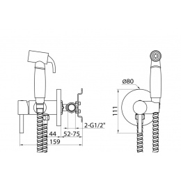 Смеситель с гигиеническим душем Elghansa CONCEALED 22R0027 Set-113, встраиваемый