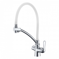 Смеситель для кухни Lemark Comfort LM3070C-White, с выходом для фильтра, высокий гибкий излив