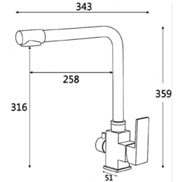 Смеситель для кухни VIEIR V15025C, с выходом для фильтра, рычажный, высокий Г-излив, черный