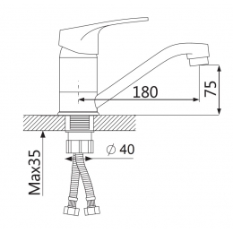 Смеситель для раковины VIEIR V204012, однорычажный, длинный излив, хром