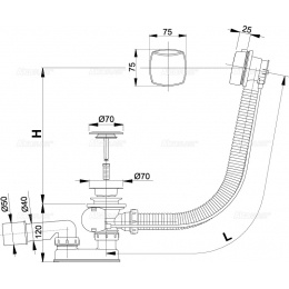 Сифон A51CRM для ванны Alcaplast