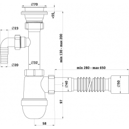 Сифон С0310 для умывальника Ани с носиком
