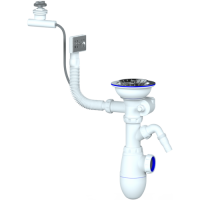 Сифон B610V большая чаша UNICORN автомат, с носиком, с прямоугольным переливом