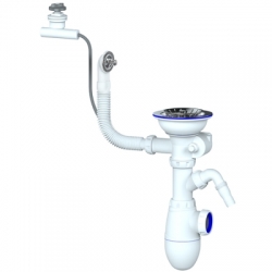 Сифон B611V большая чаша UNICORN автомат, с носиком, с круглым переливом