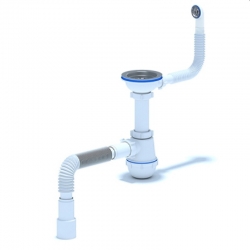 Сифон А0142SA15 для мойки Ани с круг переливом с гофрой