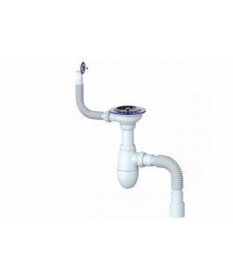 Сифон для раковины Uniplast выпуск с нерж.чашкой 63 мм и круглым переливом